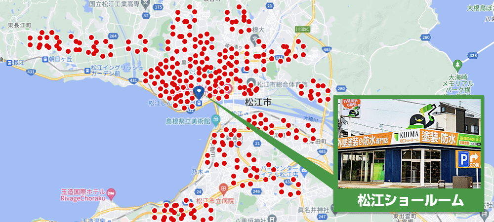 松江市 外壁塗装 施工実績マップ